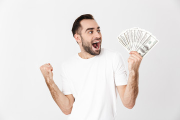 Poster - Handsome cheerful man wearing blank t-shirt