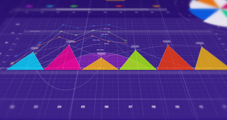 3D Illustration Render Of Business Graphs And Charts. Stock Market And Economy Related Concept.