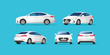 Car vector template on blue background. Business sedan isolated. Vector illustration.