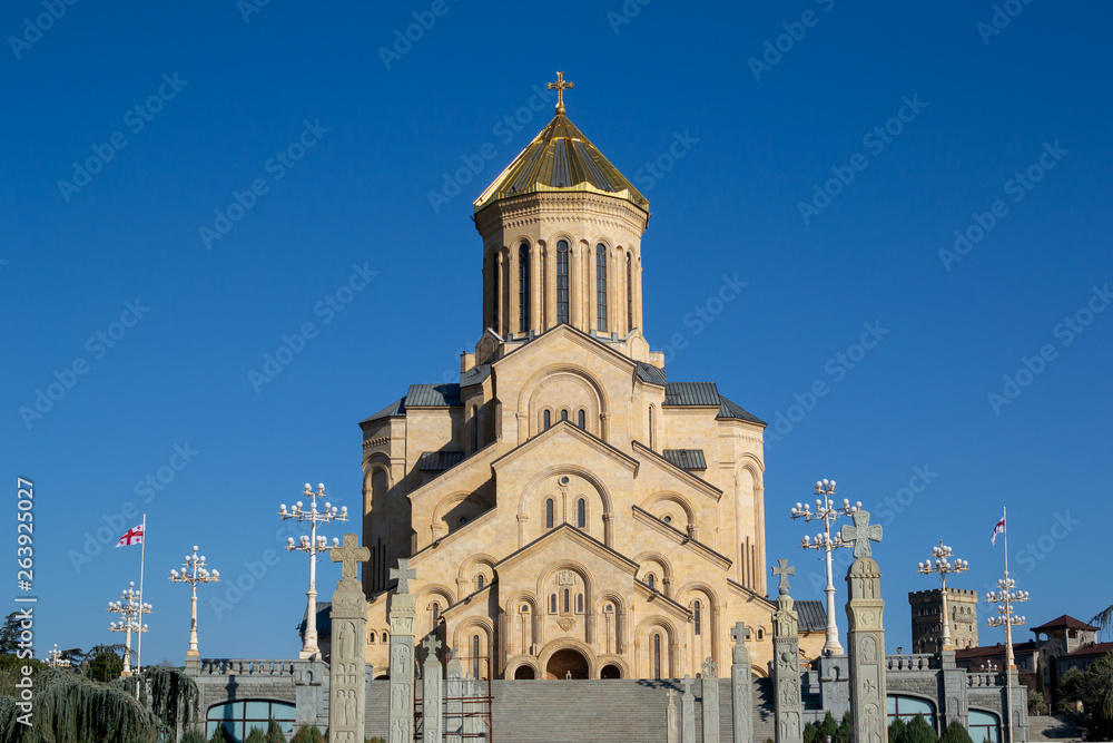 Tsminda Sameba or The Holy Trinity Cathedral of Tbilisi, Georgia in ...