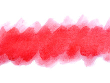Abstract Watercolor On White Background. Red Watercolor Scribble Texture. Red Abstract Watercolor Background. It Is A Hand Drawn.