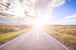 © Patrick Daxenbichler - Trip or adventure: Abandoned, idyllic road in Scotland, Isle of Skye. Bright sunbeam.