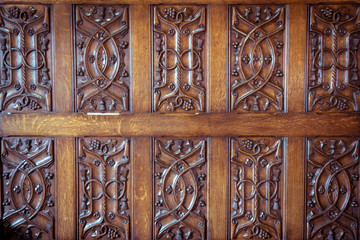 Poster - flower carved on wood