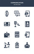 © CoolVectorStock - 12 communication vector icons such as letter, mailbox, meeting, message, newspaper contains outbox, phone book, phone call, postcard, smartphone, speech bubble icons