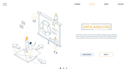 data analysis - line design style isometric web banner