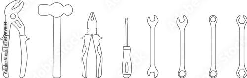 Fotomural Set of line style icons of tools
