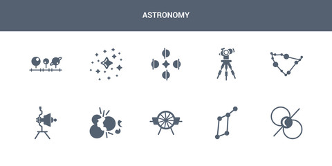 Wall Mural - 10 astronomy vector icons such as pulsar, lyra constellation, airscrew, big bang, voyager contains c
