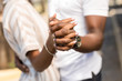 © Samuel B. - Close up outdoor protrait of black african american couple embracing each other