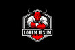 Bull cartoon for martial arts MMA logo template