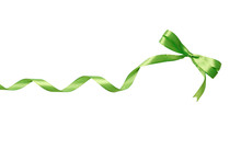 Green Bow And Ribbon On A White Background