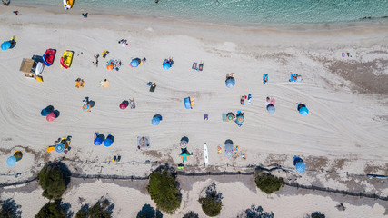 Wall Mural - Colonia Sant Jordi, Mallorca Spain. Amazing vertical drone aerial landscape of the charming Estanys beach