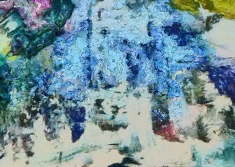  Creative abstract painting background in oil. Textured brush strokes of paint. Colorful design pattern. Artistic drawing grunge texture. Watercolor mixed fine art template for decoration. Vintage.