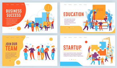 Set of four vector business concept slide designs