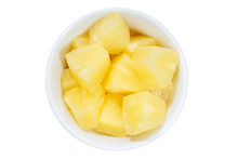 Ananas Stücke Früchte Von Oben Isoliert Freigestellt Freisteller