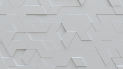white abstract background with techie hexagons and triangles, 3D rendering, 3d illustration