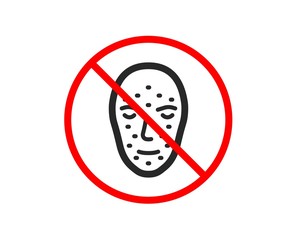 No or Stop. Face biometrics icon. Facial recognition sign. Head scanning symbol. Prohibited ban stop symbol. No face biometrics icon. Vector