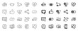 © blankstock - Social media line icons. Set - Share network, Social links and Rating linear icons. Heart, Feedback smile emotion and internet media. Share network, like icon, video content rating and dislike