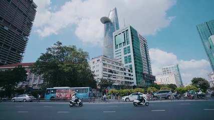 Sticker - Saigon, Vietnam - 2/20/19 - Bustling traffic through downtown Saigon