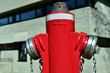 roter hydrant vor gebäude
