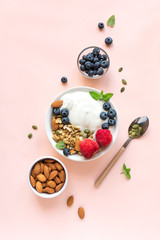 Canvas Print - Yogurt with granola and berries