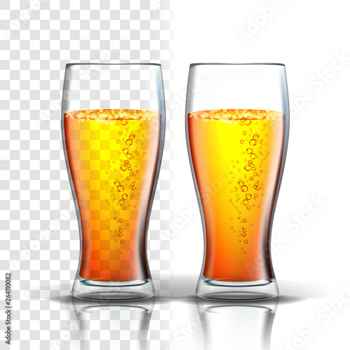 Download Realistic Glass With Bubbles Lager Beer Vector Mockup Template Pint Of Light Foamy Alcoholic Craft Brewed Booze Drink In Goblet Isolated On Transparency Grid Background 3d Illustration Stock Vector Adobe Stock