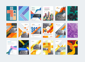 Wall Mural - Business vector set. Brochure template layout, cover design annual report, magazine, flyer in A4. Abstract - Vector