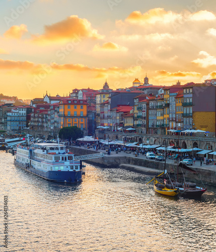 Sunset Old Town Porto skyline