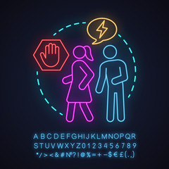 Sticker - Sexual harassment neon light concept icon