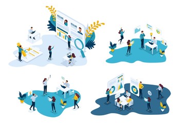 Wall Mural - isometric business concepts recruiting