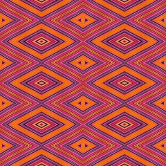 Wall Mural - seamless diamond pattern with magenta, red, orange colors. repeating arabesque background for textile fashion, digital printing, postcards or wallpaper design.