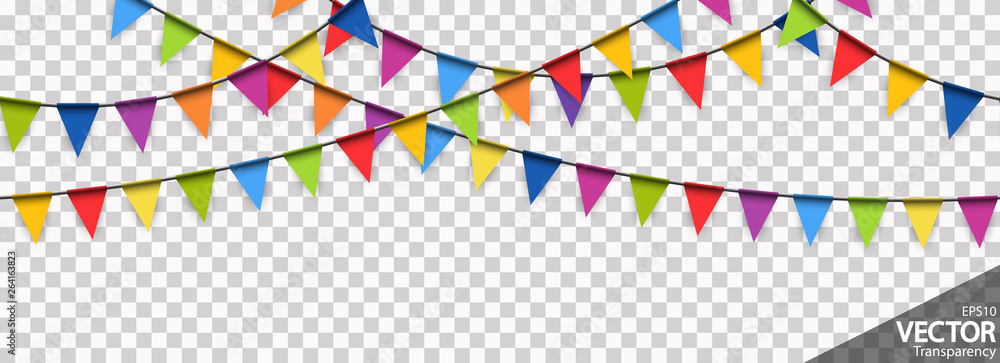 seamless colored garlands party background - obrazy, fototapety, plakaty 