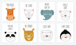 © Alexandra - Vector postcard collection with cute doodle animals and motivation lettering phrase