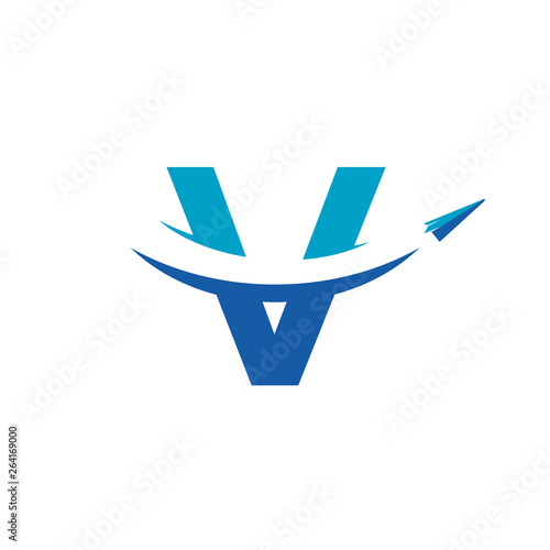 Letter V Paper Airplane Travel Logo Design Inspiration Buy This