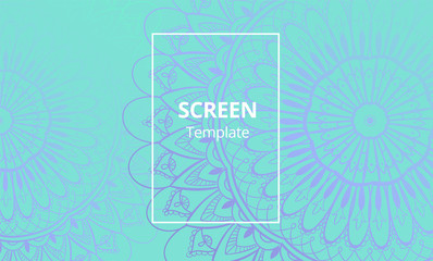 Computer screen design template with sofisticated mandala. Ethnic Mandala ornament.