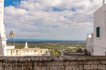 Italy, Ostuni, view of the coast from the viewpoint of the city