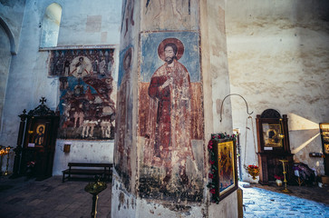  Interior of Church of the Assumption located within the walls of Ananuri Castle in Georgia