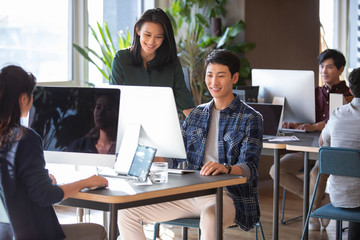 Young abroad students using computers