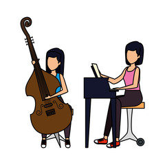 Sticker - women playing cello and piano characters