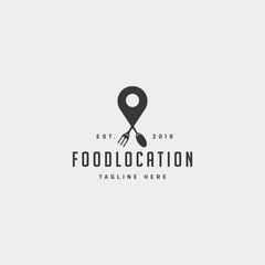 Poster - food pin navigation simple flat luxury logo design vector icon element