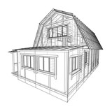 Fototapeta  - House sketch. Vector rendering of 3d