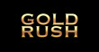 3D illustration of Gold Rush text on black background. 3D rendering.
