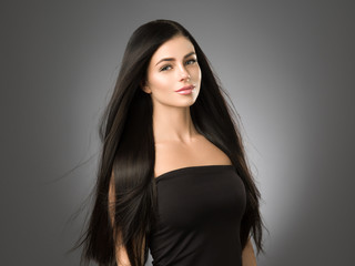 Wall Mural - Beautiful hair woman black long hairstyle model 