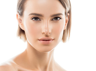clean skin woman natural makeup beauty healthyskin isolated on white
