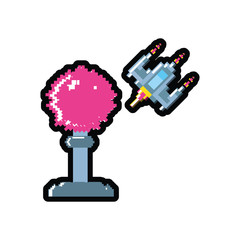 Sticker - video game joystick with spaceship