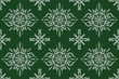 Luxury seamless pattern hand drawn with traditional ornament decoration and mixed with victorian style. Geometry each side for fashion fabric, knit, textile, batic. Green and white background theme.