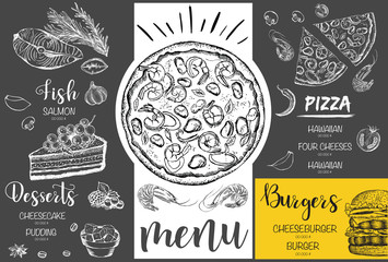 Wall Mural - Restaurant cafe menu, template design. Food flyer.