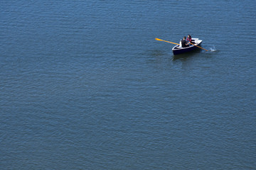 Lake with rowboat