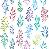 Fototapeta Sypialnia - hand-drawn watercolor floral pattern abstract style of twigs with leaves seamless pattern. endless motif for textile decor and design