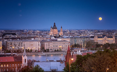 Wall Mural - View on Budapest in dusk