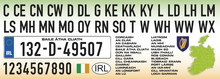 Eire Ireland Car License Plate, Letters, Numbers And Symbols, Vector Illustration
